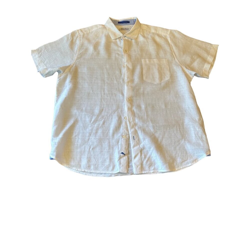 Tommy Bahama White Button Up Short Sleeve Shirt Size Large